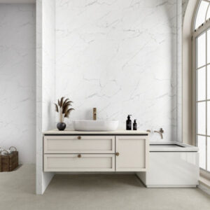 High-quality marble and tile flooring installed in a modern UK commercial space